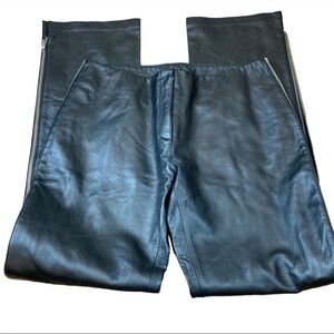 1990s Bebe Zip-Leg Black Leather Pants Lambskin Moto NWT - Size 10